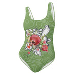 Armenian Symbols, Pomegranate, One-Piece Swimsuit, Green