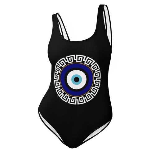 Armenian Symbols, Evil Eye, Greek Key Pattern, One-Piece Swimsuit