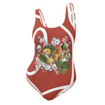 Armenian Symbols, Apricot, One-Piece Swimsuit, Red