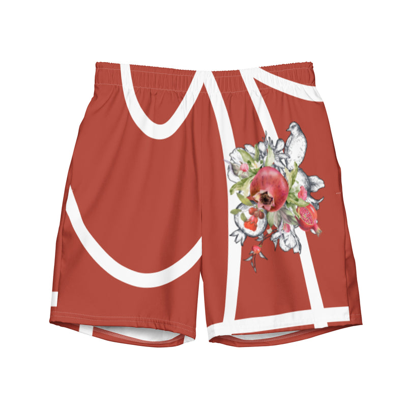 Armenian Symbols, Pomegranate, Men's Swim Trunks, Red