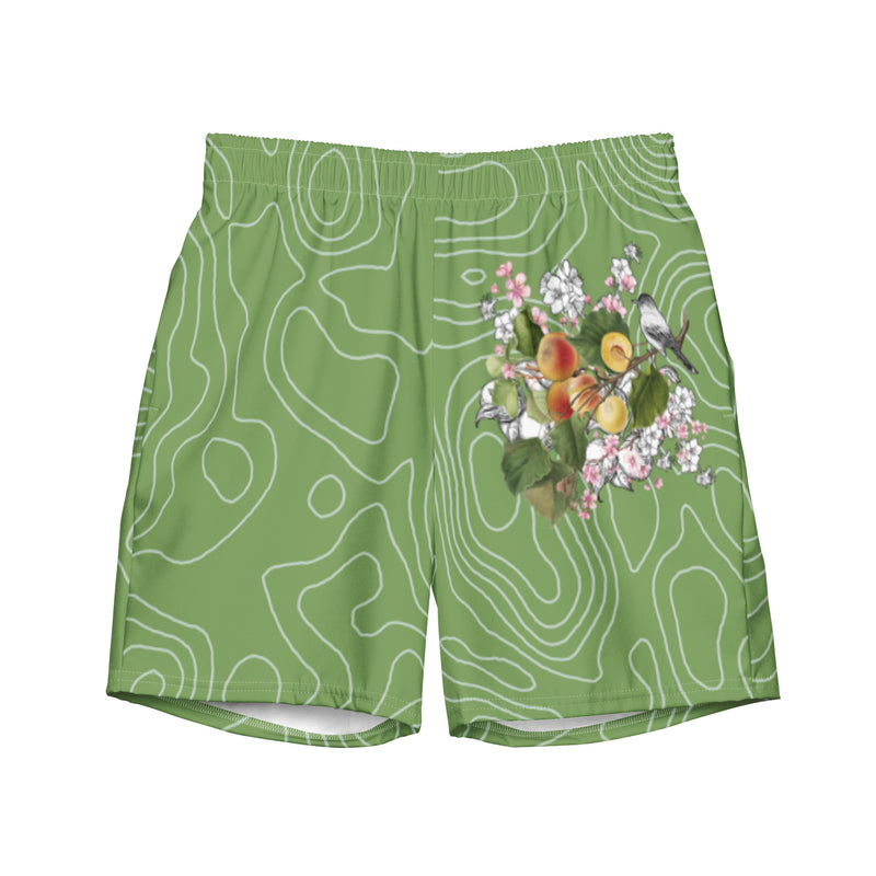 Armenian Symbols, Apricot, Men's Swim Trunks, Green