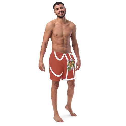 Armenian Symbols, Apricot, Men's Swim Trunks, Red