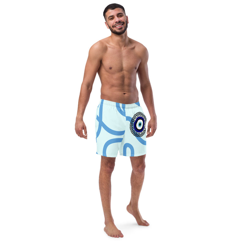 Armenian Symbols, Evil Eye, Greek Key Pattern, Men's Swim Trunks