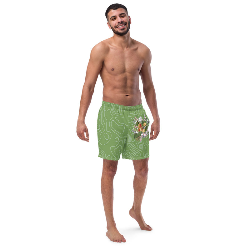 Armenian Symbols, Apricot, Men's Swim Trunks, Green