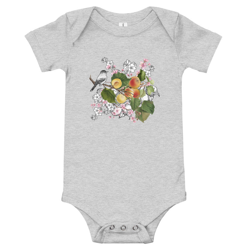 Armenian Symbols, Baby Short Sleeve Bodysuit, Apricot