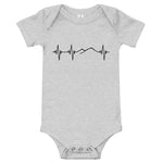 Heartbeat, Baby Short Sleeve Bodysuit, Ararat, Black Monotone