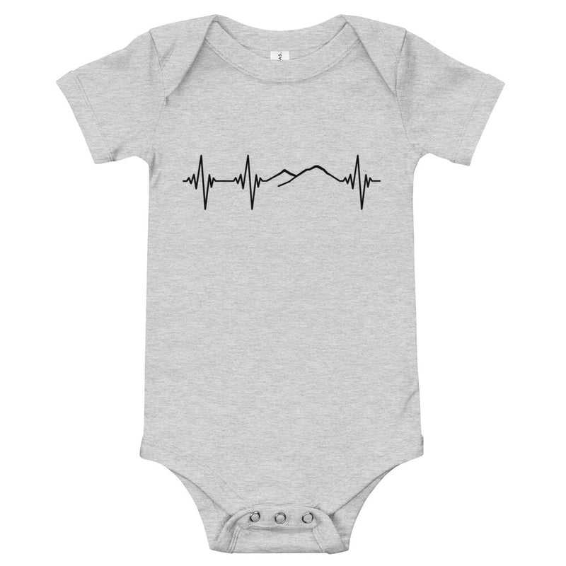 Heartbeat, Baby Short Sleeve Bodysuit, Ararat, Black Monotone