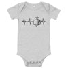 Heartbeat, Baby Short Sleeve Bodysuit, Pomegranate, Black Monotone