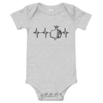 Heartbeat, Baby Short Sleeve Bodysuit, Pomegranate, Black Monotone