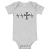 Heartbeat, Baby Short Sleeve Bodysuit, Khachkar, Black Monotone