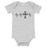 Heartbeat, Baby Short Sleeve Bodysuit, Khachkar, Black Monotone