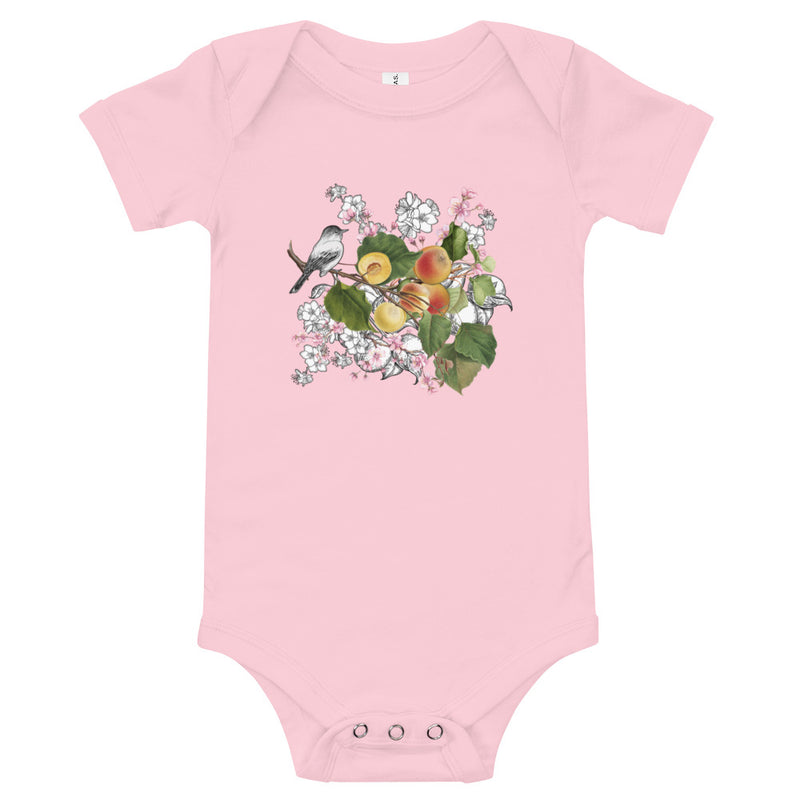 Armenian Symbols, Baby Short Sleeve Bodysuit, Apricot