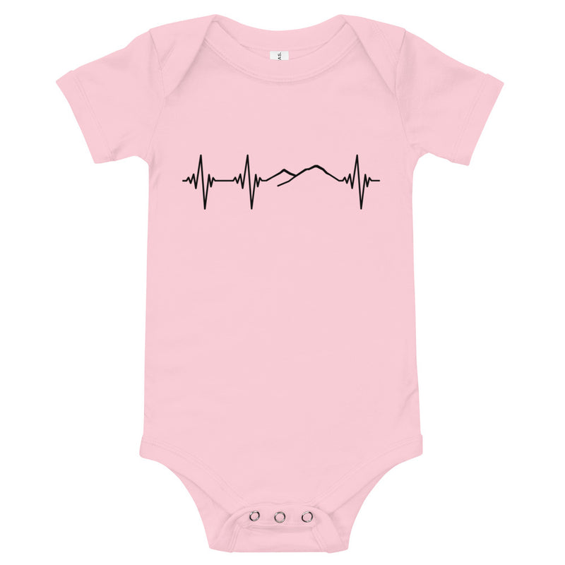 Heartbeat, Baby Short Sleeve Bodysuit, Ararat, Black Monotone