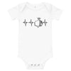 Heartbeat, Baby Short Sleeve Bodysuit, Pomegranate, Black Monotone