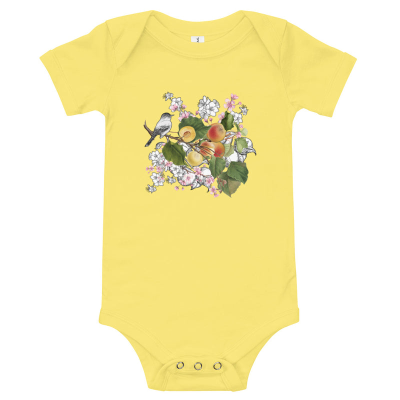 Armenian Symbols, Baby Short Sleeve Bodysuit, Apricot