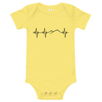 Heartbeat, Baby Short Sleeve Bodysuit, Ararat, Black Monotone