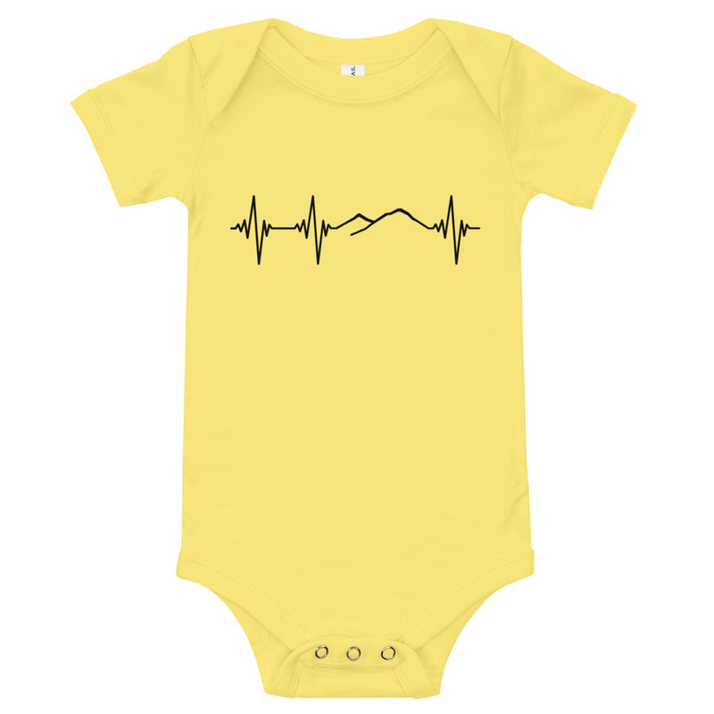 Heartbeat, Baby Short Sleeve Bodysuit, Ararat, Black Monotone