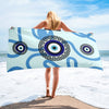 Armenian Symbols, Evil Eye, Greek Key Pattern, Beach Towel