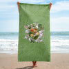 Armenian Symbols, Apricot, Beach Towel, Green