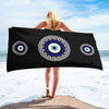 Armenian Symbols, Evil Eye, Greek Key Pattern, Beach Towel