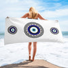 Armenian Symbols, Evil Eye, Greek Key Pattern, Beach Towel