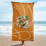 Armenian Symbols, Apricot, Beach Towel, Orange