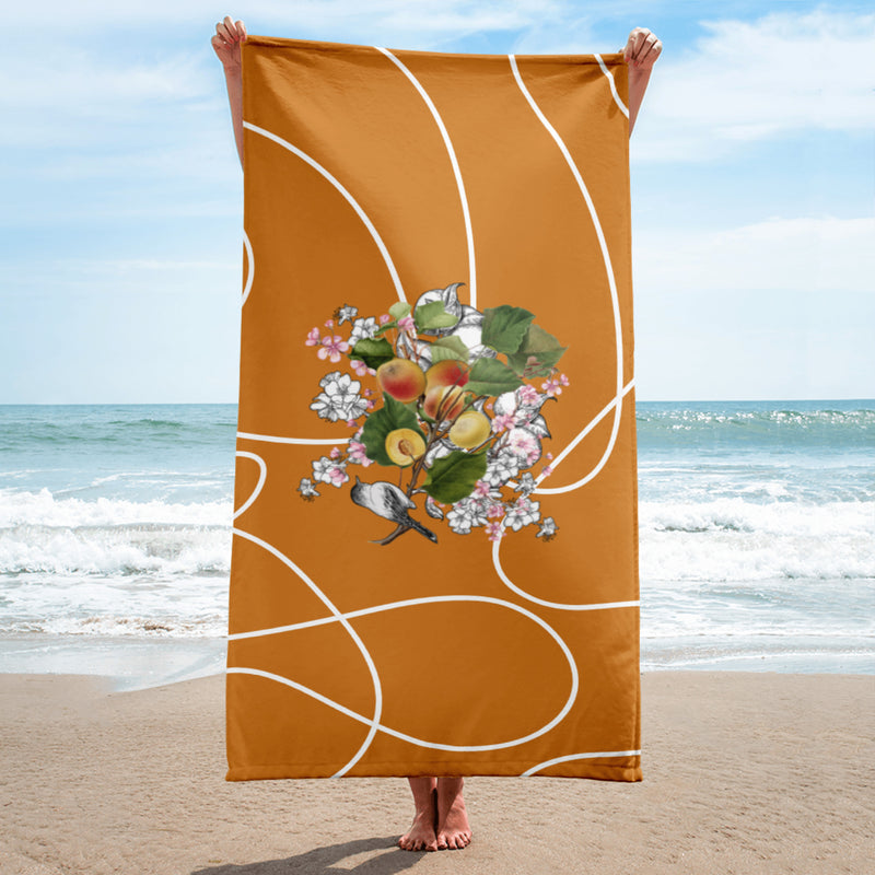 Armenian Symbols, Apricot, Beach Towel, Orange