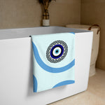 Armenian Symbols, Evil Eye, Greek Key Pattern, Beach Towel