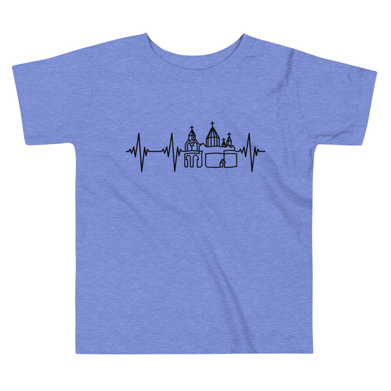 Heartbeat, Toddler Short Sleeve Tee, Etchmiadzin, Black Monotone