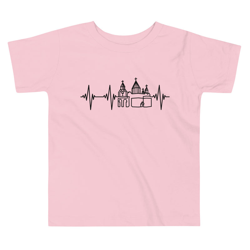 Heartbeat, Toddler Short Sleeve Tee, Etchmiadzin, Black Monotone