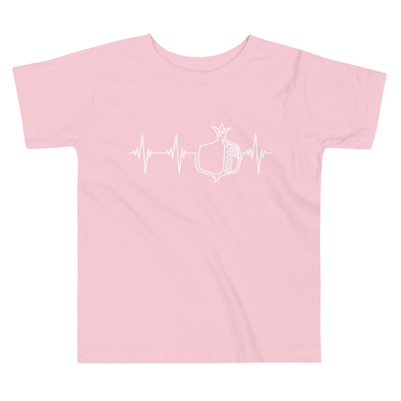 Heartbeat, Toddler Short Sleeve Tee, Pomegranate, White Monotone