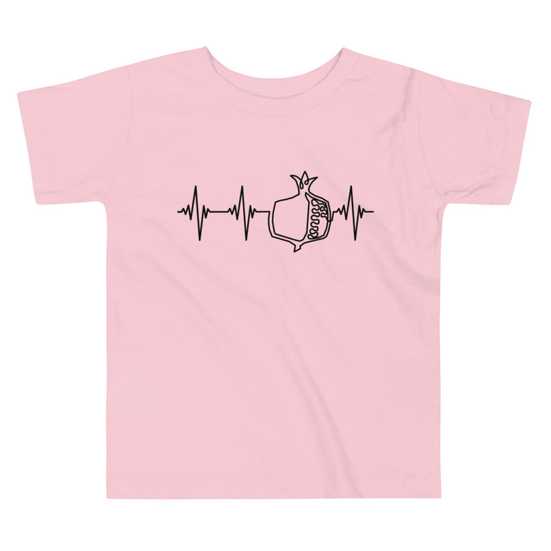 Heartbeat, Toddler Short Sleeve Tee, Pomegranate, Black Monotone