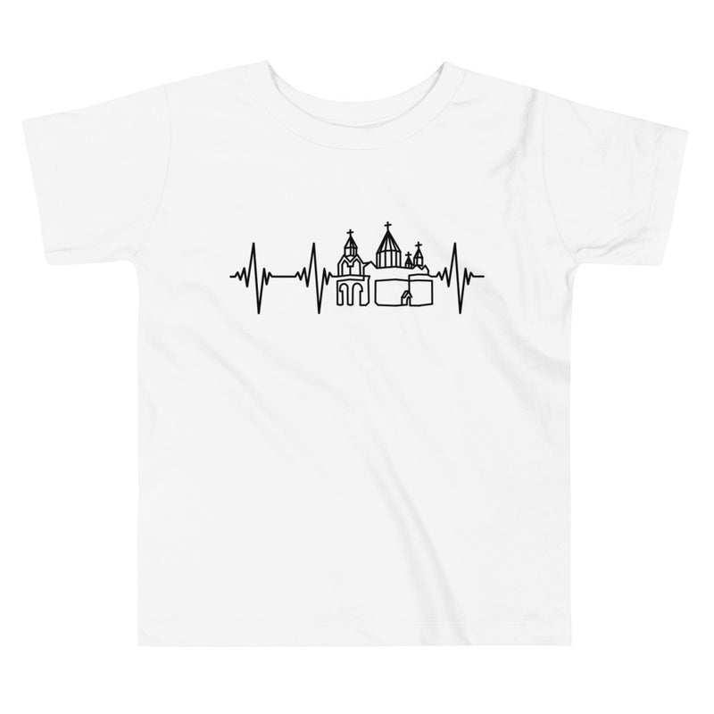 Heartbeat, Toddler Short Sleeve Tee, Etchmiadzin, Black Monotone