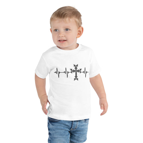 Heartbeat, Toddler Short Sleeve Tee, Khachkar, Black Monotone