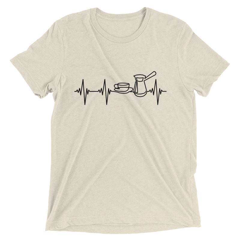 Heartbeat, Unisex Short Sleeve T-Shirt, Coffee, Black Monotone