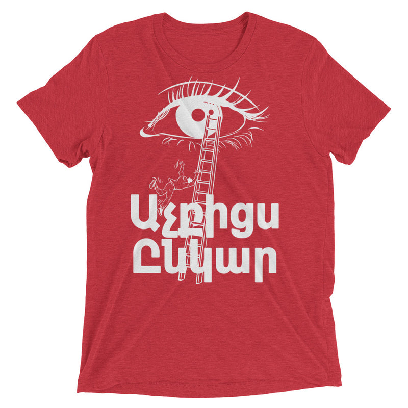 Armenian Idiom, Unisex Short Sleeve T-Shirt, Atchkitses Enkar, White Monotone