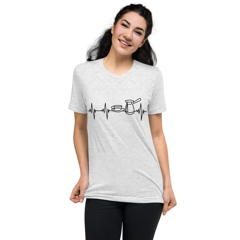 Heartbeat, Unisex Short Sleeve T-Shirt, Coffee, Black Monotone