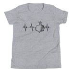 Heartbeat, Youth Short Sleeve T-Shirt, Pomegranate, Black Monotone