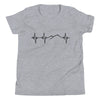 Heartbeat, Youth Short Sleeve T-Shirt, Ararat, Black Monotone