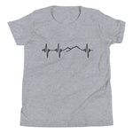 Heartbeat, Youth Short Sleeve T-Shirt, Ararat, Black Monotone