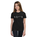 Heartbeat, Youth Short Sleeve T-Shirt, Ararat, White Monotone