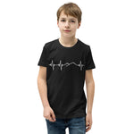 Heartbeat, Youth Short Sleeve T-Shirt, Ararat, White Monotone