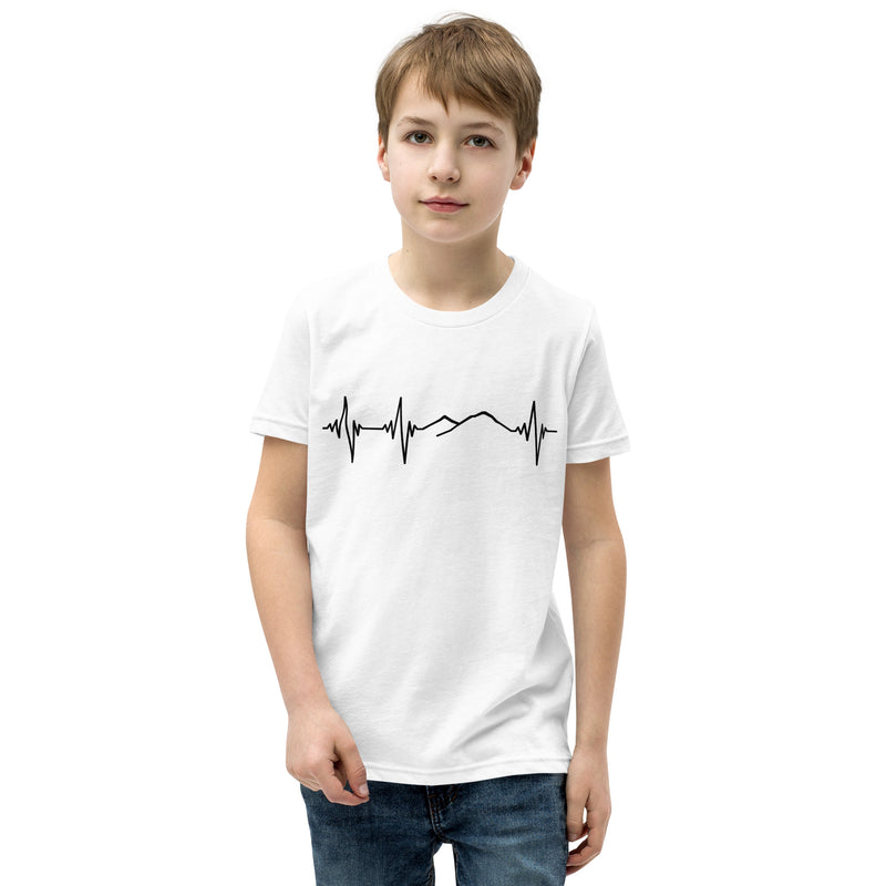 Heartbeat, Youth Short Sleeve T-Shirt, Ararat, Black Monotone