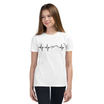 Heartbeat, Youth Short Sleeve T-Shirt, Ararat, Black Monotone